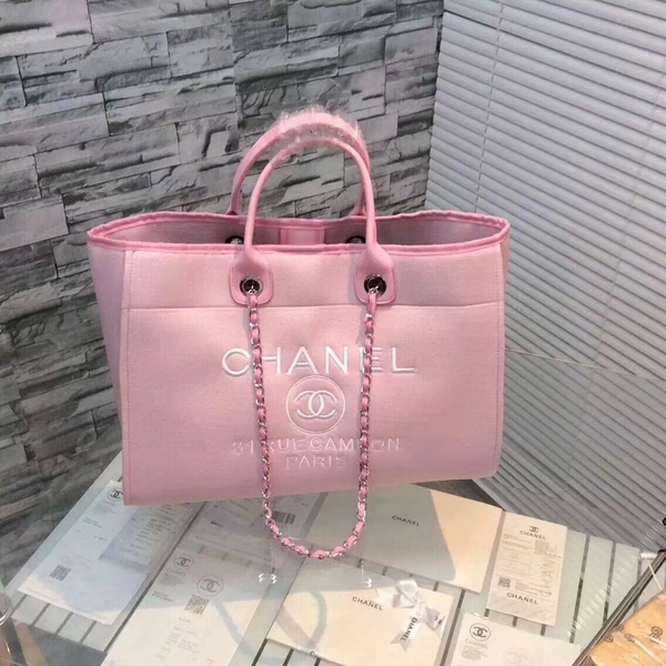 Chanel Large Canvas Tote Shopping Bag CNA1679 Light Pink