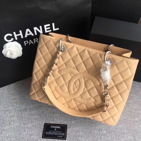 Chanel LE Boy Grand Shopping Tote Bag GST Apricot Cannage Pattern A50995 Silver