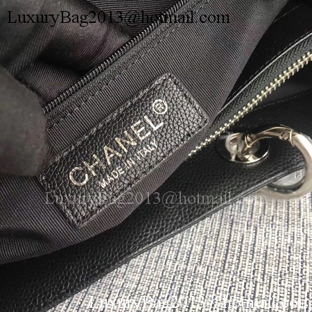 Chanel LE Boy Grand Shopping Tote Bag GST Black Cannage Pattern A50995 Silver