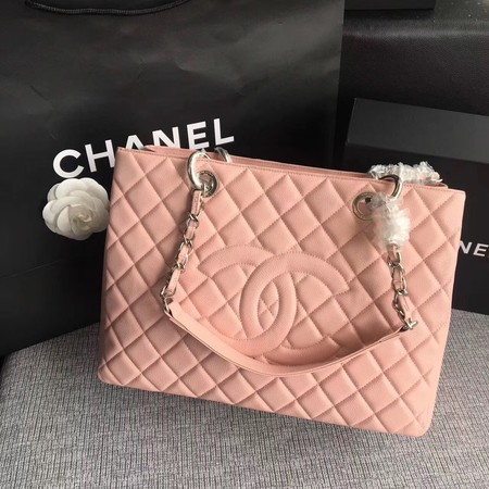 Chanel LE Boy Grand Shopping Tote Bag GST Pink Cannage Pattern A50995 Silver