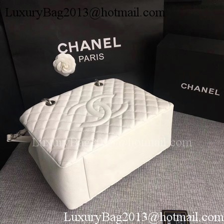 Chanel LE Boy Grand Shopping Tote Bag GST White Cannage Pattern A50995 Silver