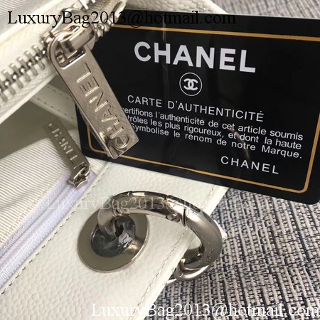 Chanel LE Boy Grand Shopping Tote Bag GST White Cannage Pattern A50995 Silver