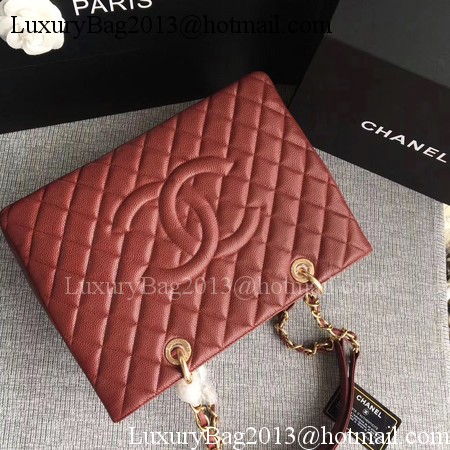 Chanel LE Boy Grand Shopping Tote Bag GST Wine Cannage Pattern A50995 Gold