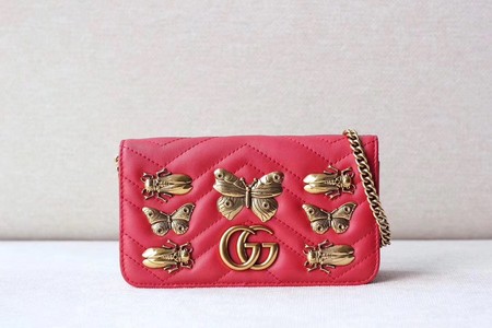 Gucci GG Marmont Animal Studs mini Bag 488426 Red