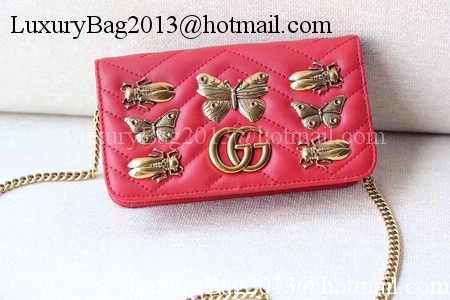 Gucci GG Marmont Animal Studs mini Bag 488426 Red