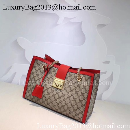 Gucci Padlock GG Supreme Canvas Shoulder Bag 479197 Red