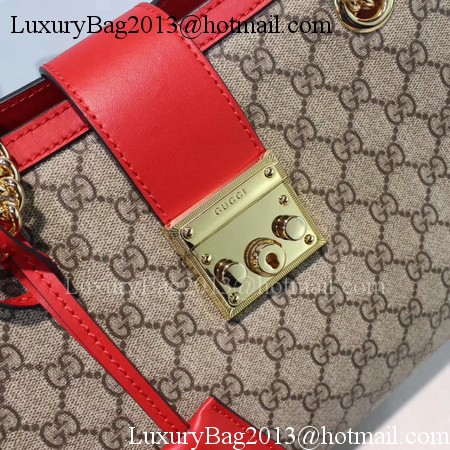 Gucci Padlock GG Supreme Canvas Shoulder Bag 479197 Red
