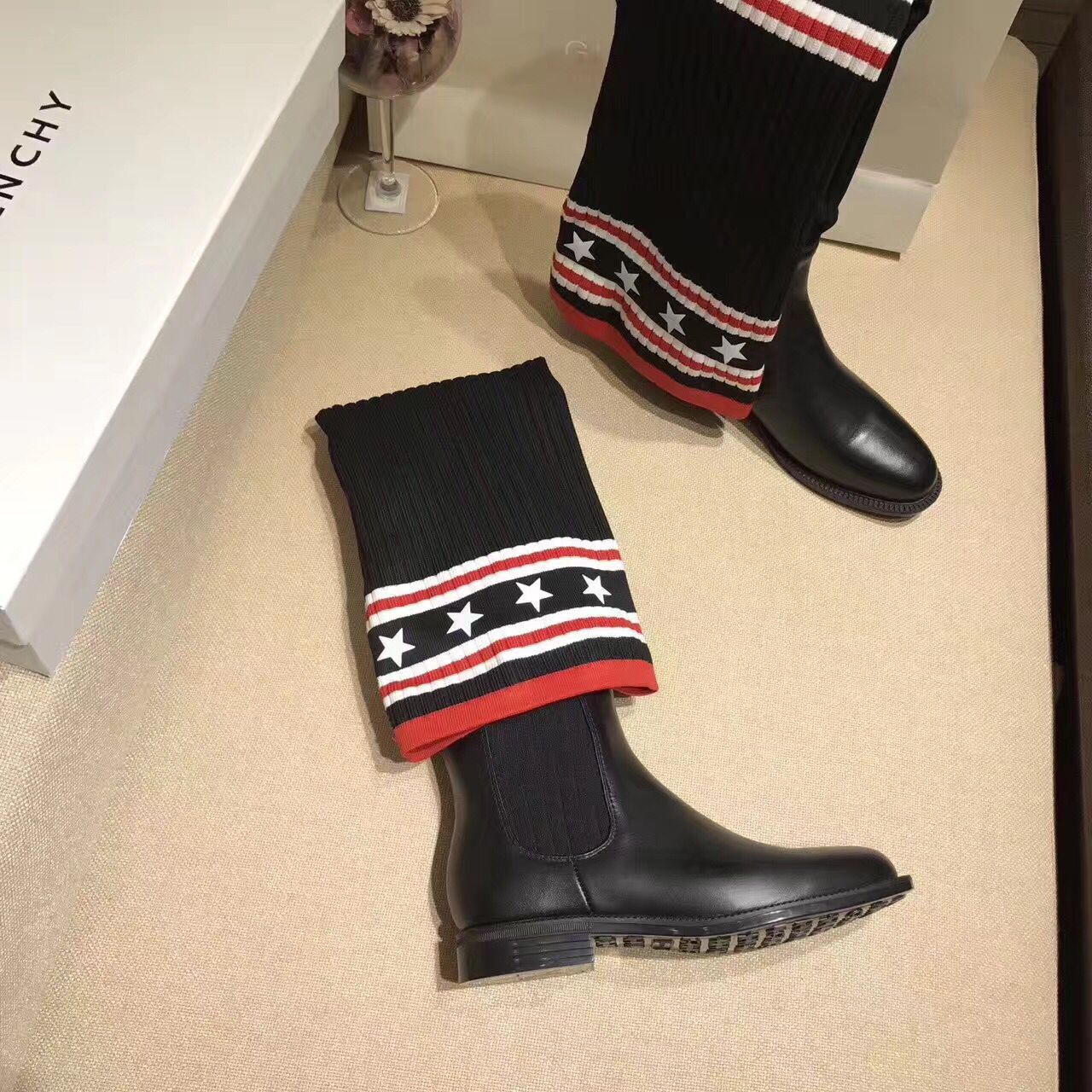 Givenchy Fashion Style Knee Socks Boots 86249 Black