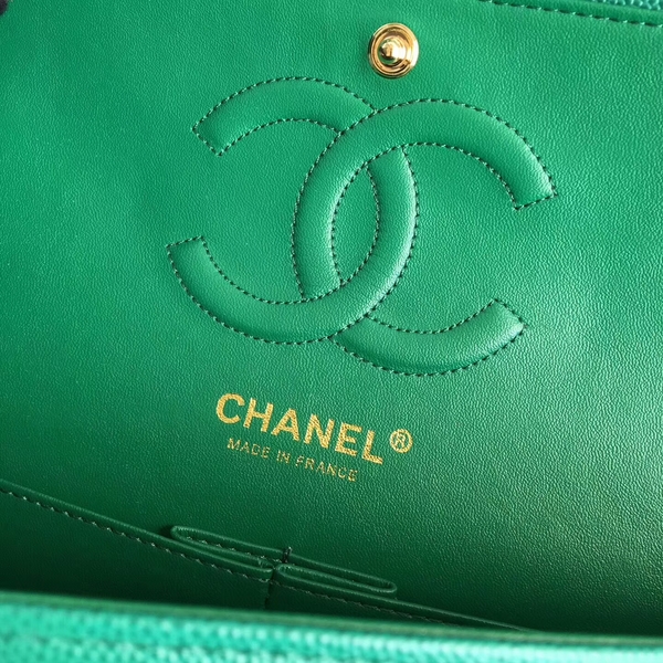 Chanel Flap Shoulder Bags Green Original Calfskin Leather CF1112 Glod