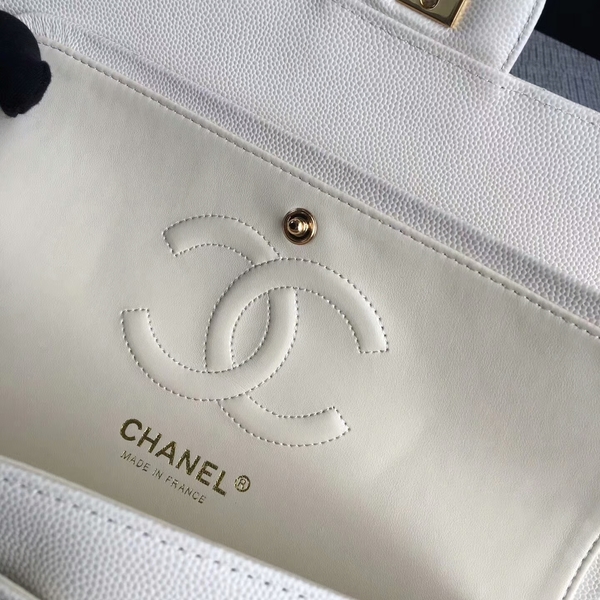 Chanel Flap Shoulder Bags White Original Calfskin Leather CF1112 Glod