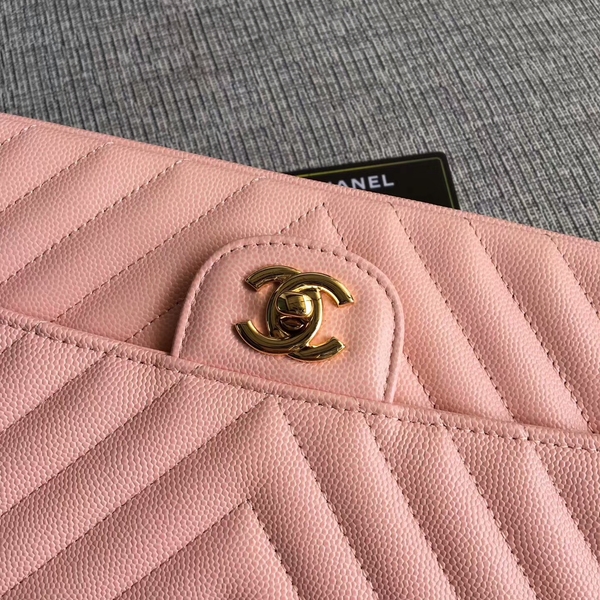 Chanel Flap Shoulder Bags Pink Original Calfskin Leather CF1112 Glod