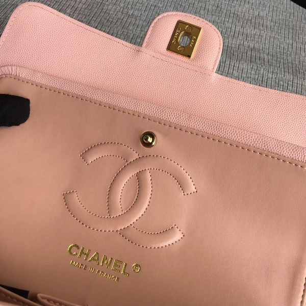 Chanel Flap Shoulder Bags Pink Original Calfskin Leather CF1112 Glod