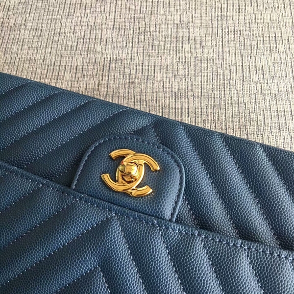 Chanel Flap Shoulder Bags Blue Original Calfskin Leather CF1112 Glod