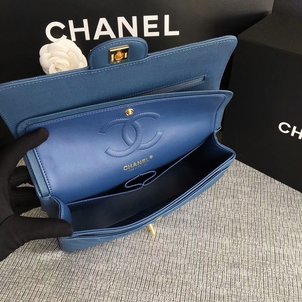 Chanel Flap Shoulder Bags Blue Original Calfskin Leather CF1112 Glod