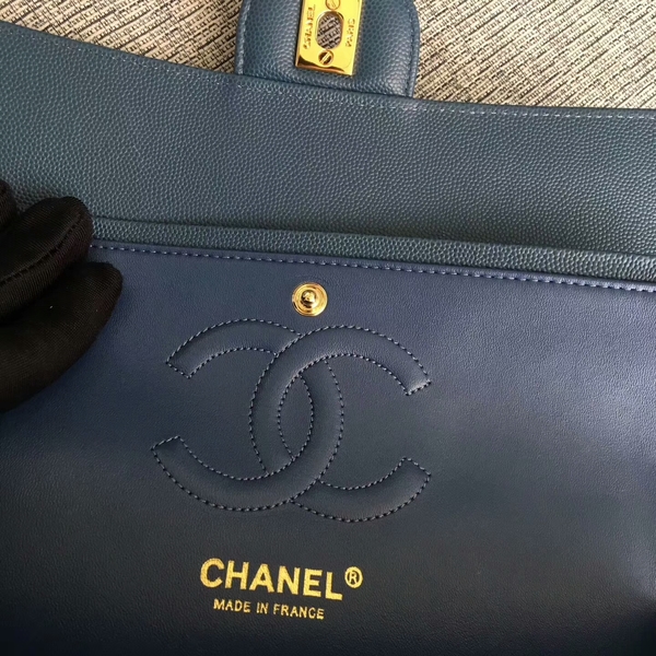 Chanel Flap Shoulder Bags Blue Original Calfskin Leather CF1112 Glod