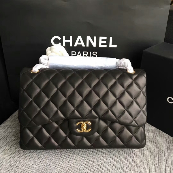 Chanel Flap Shoulder Bags Black Original Lambskin Leather CF1113 Glod