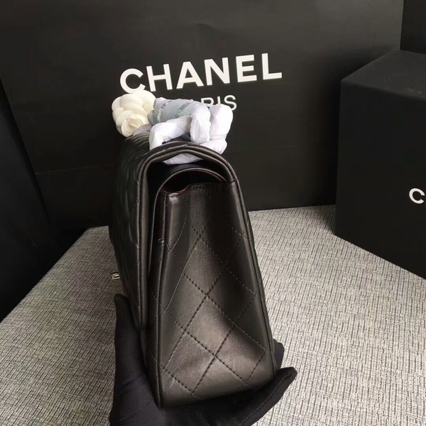 Chanel Flap Shoulder Bags Black Original Lambskin Leather CF1113 Silver