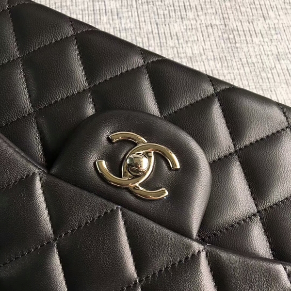 Chanel Flap Shoulder Bags Black Original Lambskin Leather CF1113 Silver