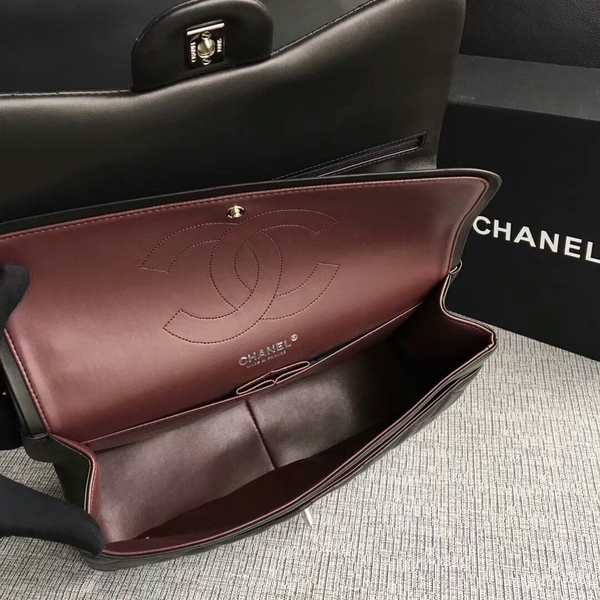 Chanel Flap Shoulder Bags Black Original Lambskin Leather CF1113 Silver