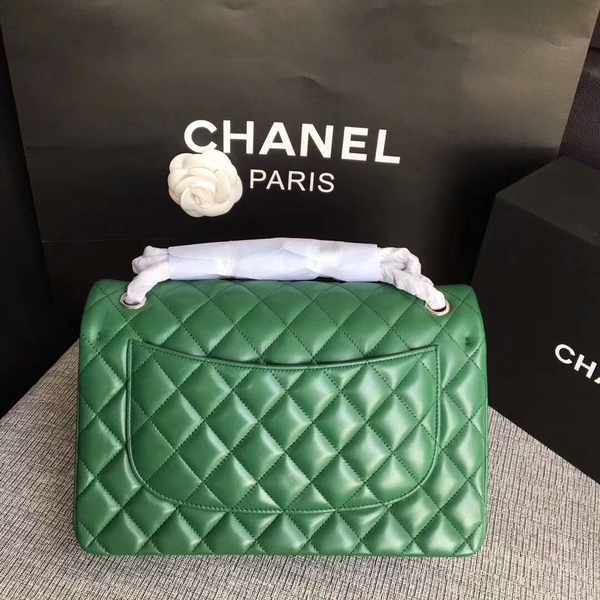 Chanel Flap Shoulder Bags Green Original Lambskin Leather CF1113 Silver