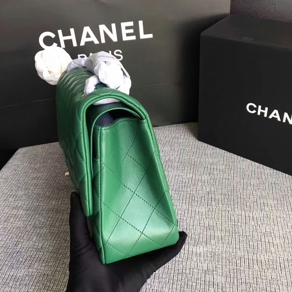 Chanel Flap Shoulder Bags Green Original Lambskin Leather CF1113 Silver