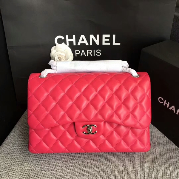 Chanel Flap Shoulder Bags Pink Original Lambskin Leather CF1113 Silver