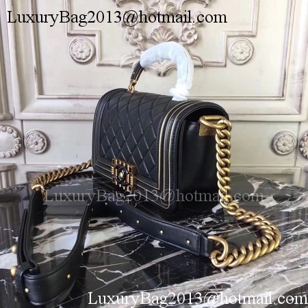 Boy Chanel Top Handle Flap Bag Original Leather A91881 Black