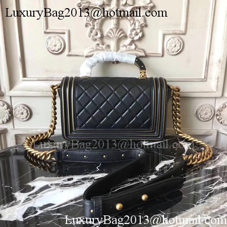 Boy Chanel Top Handle Flap Bag Original Leather A91881 Black
