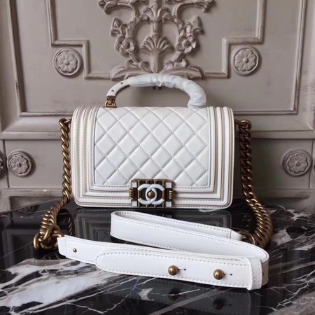 Boy Chanel Top Handle Flap Bag Original Leather A91881 OffWhite