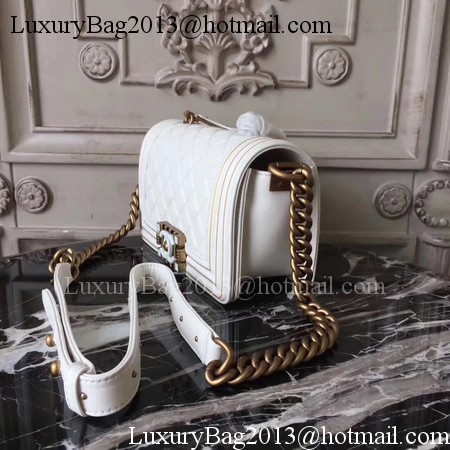 Boy Chanel Top Handle Flap Bag Original Leather A91881 OffWhite