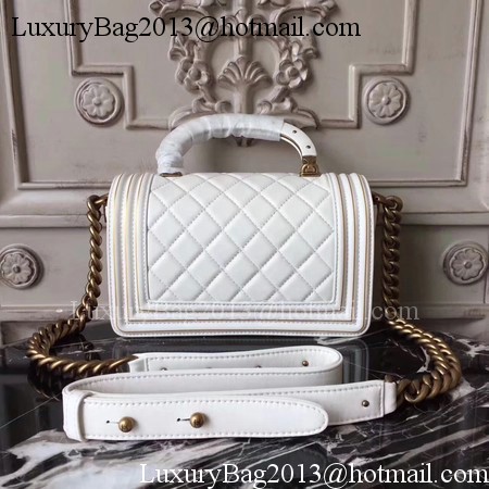 Boy Chanel Top Handle Flap Bag Original Leather A91881 OffWhite