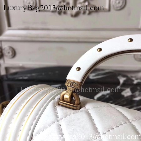 Boy Chanel Top Handle Flap Bag Original Leather A91881 OffWhite