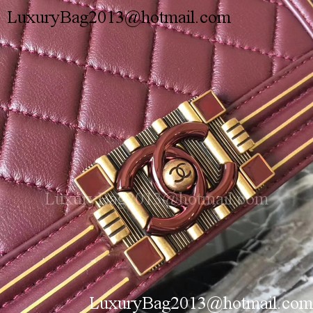 Boy Chanel Top Handle Flap Bag Original Leather A91881 Wine