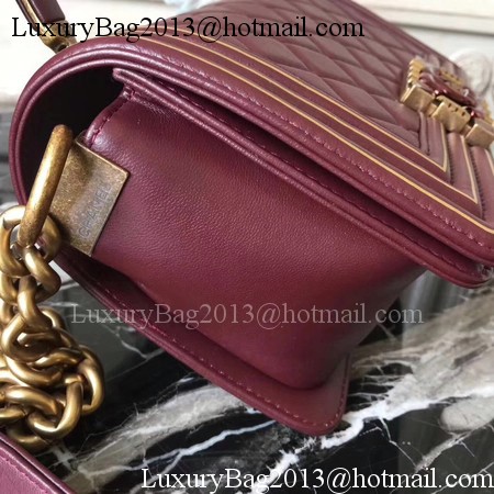 Boy Chanel Top Handle Flap Bag Original Leather A91881 Wine