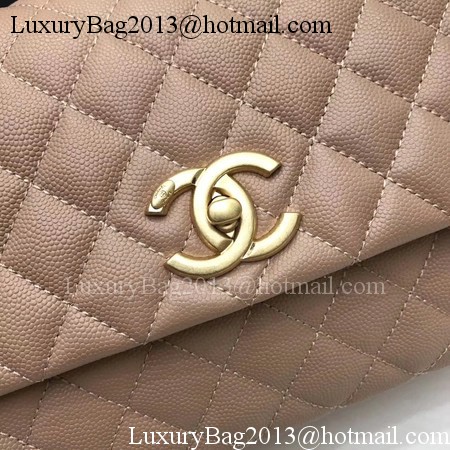 Chanel Classic Top Handle Bag Apricot Original Leather A92991 Gold