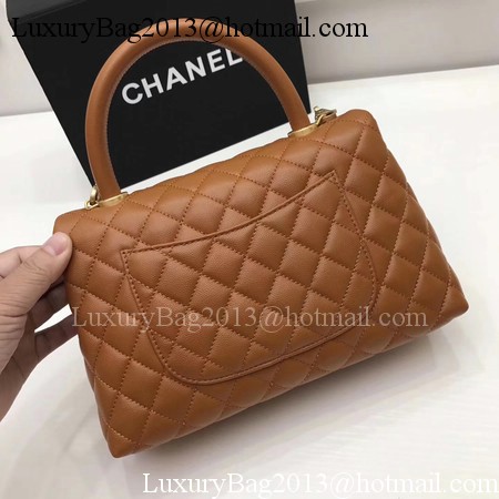 Chanel Classic Top Handle Bag Brown Original Leather A92991 Gold