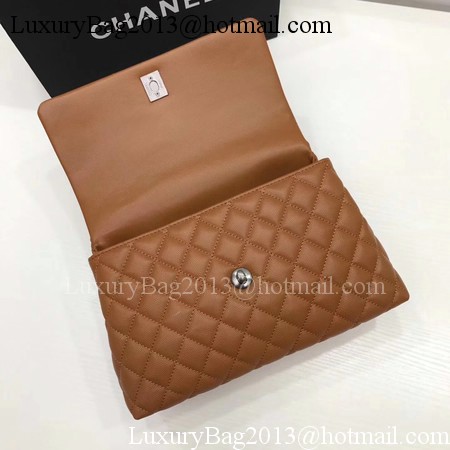 Chanel Classic Top Handle Bag Brown Original Leather A92991 Silver