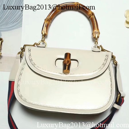 Gucci Bamboo Classic Leather Top Handle Bag 495880 OffWhite