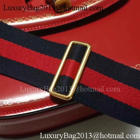 Gucci Bamboo Classic Leather Top Handle Bag 495880 Red
