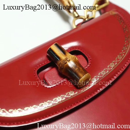 Gucci Bamboo Classic Leather Top Handle Bag 495880 Red