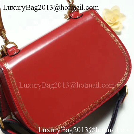 Gucci Bamboo Classic Leather Top Handle Bag 495880 Red