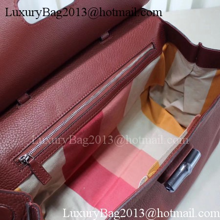 Gucci Bamboo Daily Leather Top Handle Bags 370830 Wine