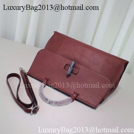 Gucci Bamboo Daily Leather Top Handle Bags 370830 Wine