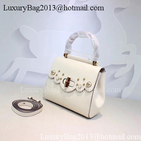 Gucci Bamboo Leather Top Handle Bag 476448 OffWhite