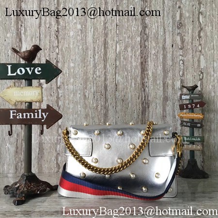 Gucci Broadway Leather mini Bag 453778 Silver