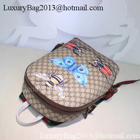 Gucci Butterfly print GG Supreme Backpack 419584 Brown