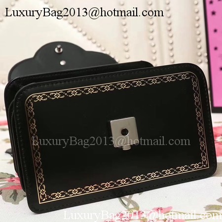 Gucci Frame Print Leather Top Handle Bag 488667 Black
