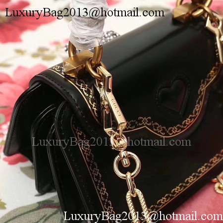 Gucci Frame Print Leather Top Handle Bag 488667 Black