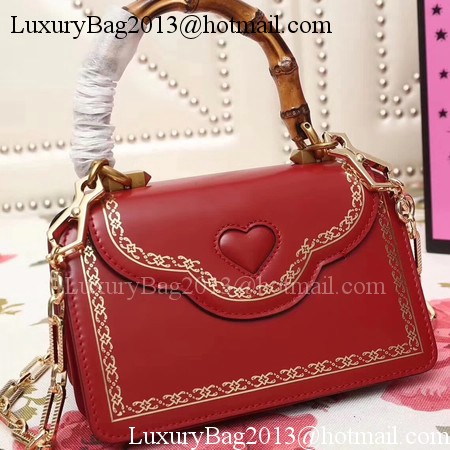 Gucci Frame Print Leather Top Handle Bag 488667 Red