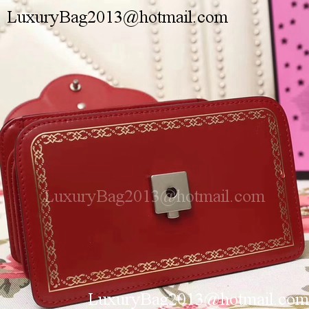 Gucci Frame Print Leather Top Handle Bag 488667 Red